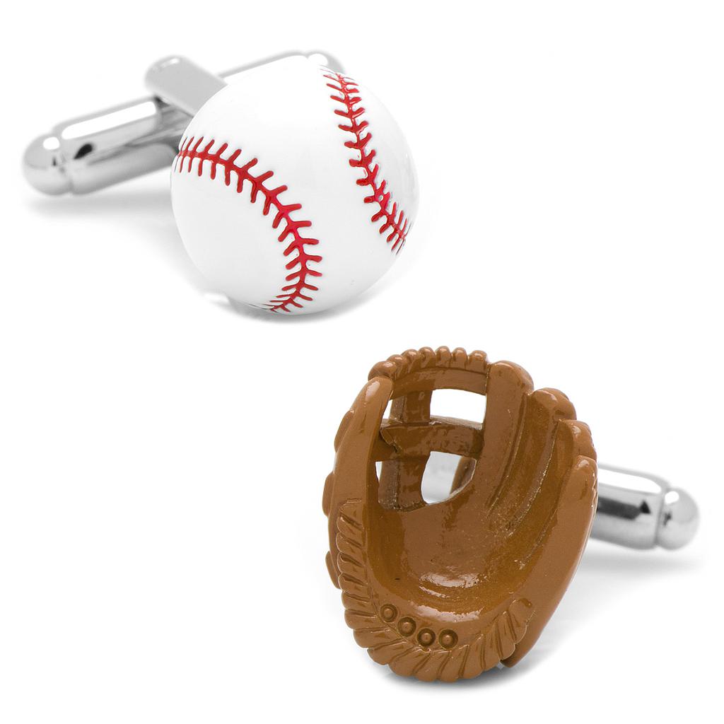 3d Baseball & Glove Enamel Cufflinks