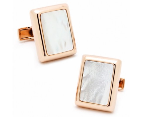 Rose Gold Tone & Mop Jfk Presidential Cufflinks