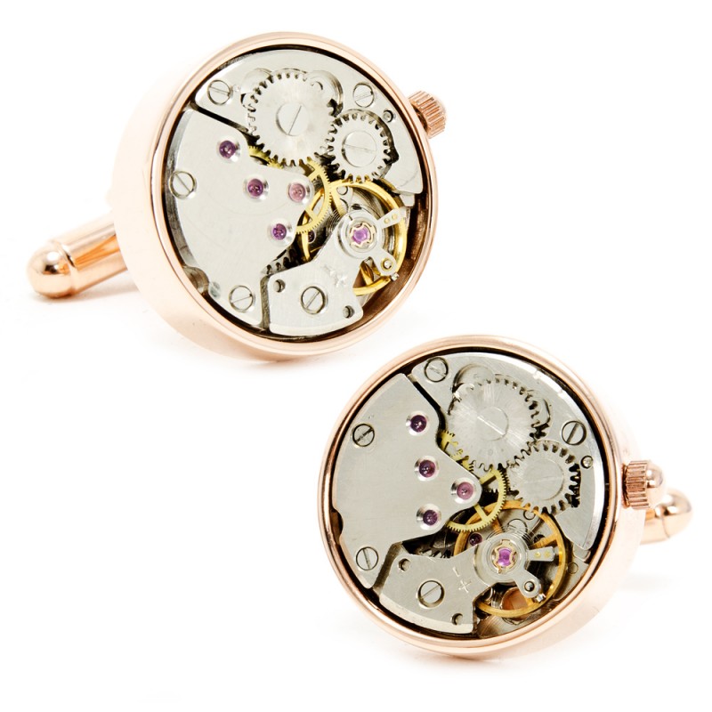 Rose Gold Tone Watch Movement Cufflinks