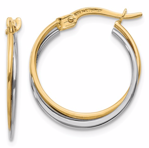 14k Two-Tone Polished Hoop Earrings