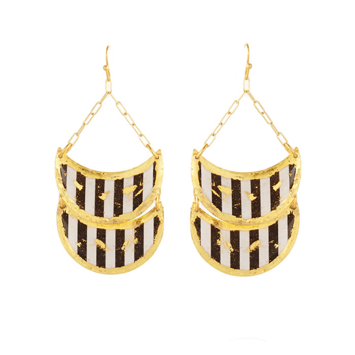 Black & White Double Crescent Earrings