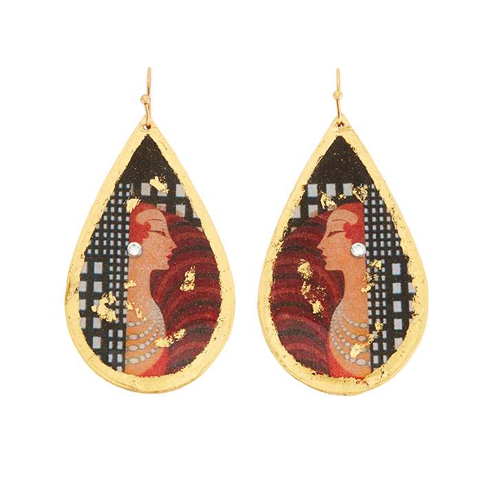 Erté Top Hat Teardrop Earrings