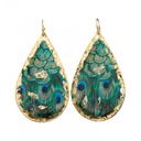 Feathered Peacock Teardrop Earrings