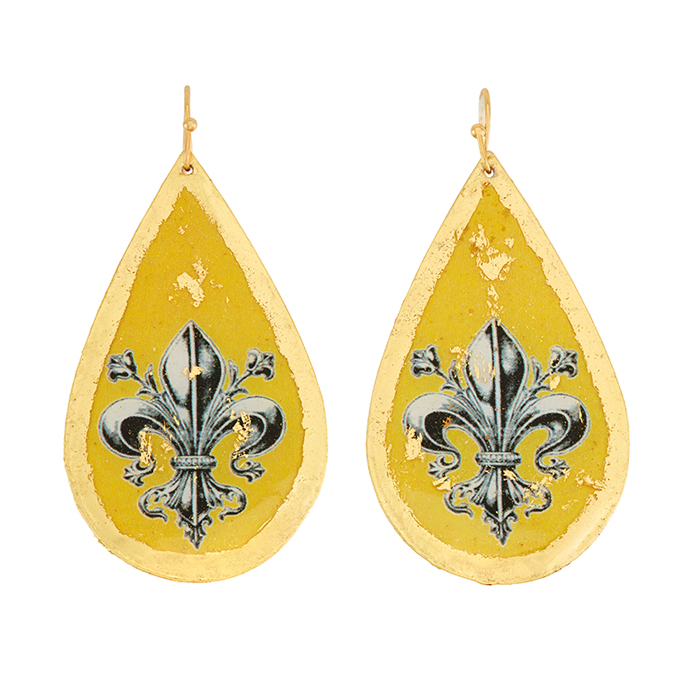 Fleur De Lys Teardrop Earrings