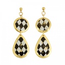 Harlequin Double Drop Earrings W/ Ball Post