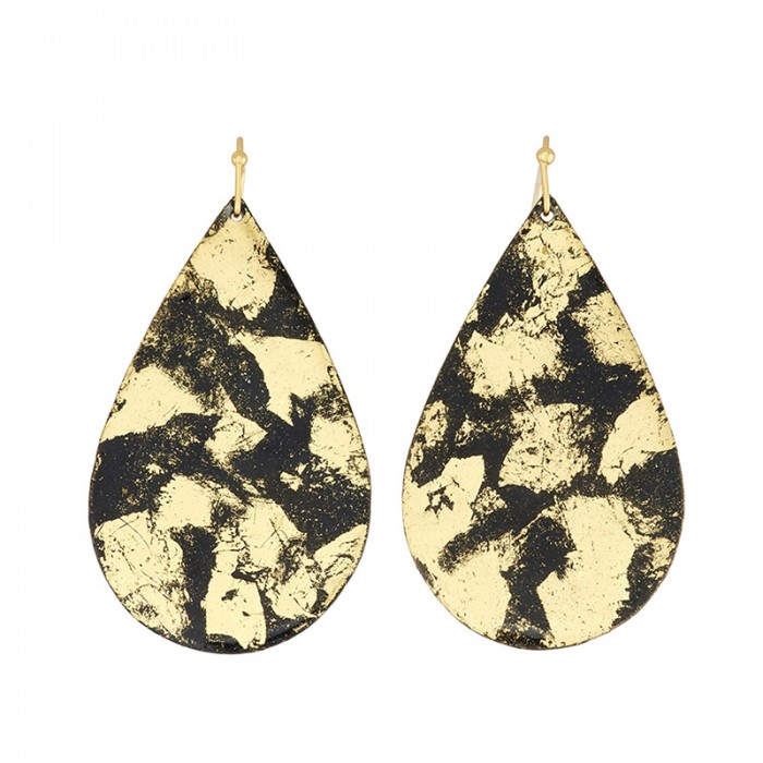 Island Large Teardrop Earrings - Black/Gold