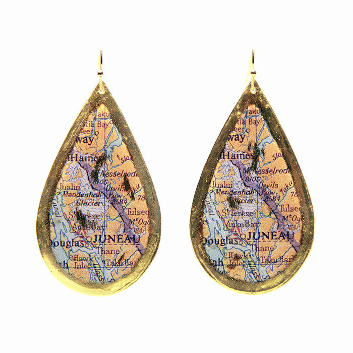 Juneau Map Teardrop Earrings