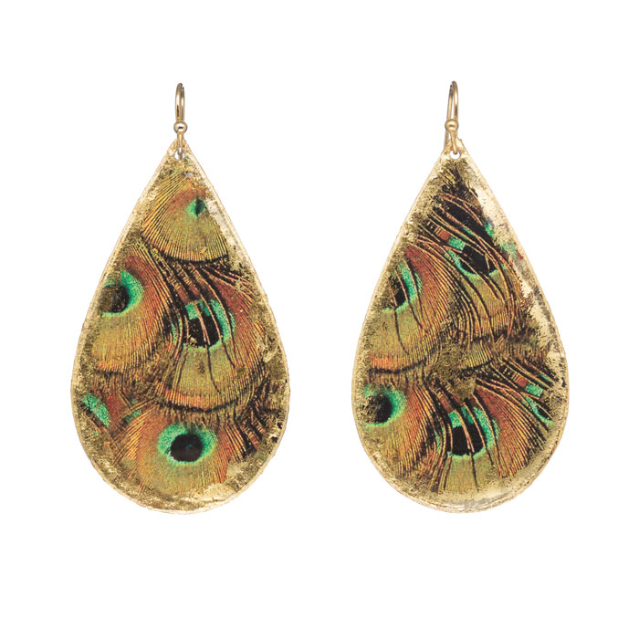 Rusty Peacock Teardrop Earrings
