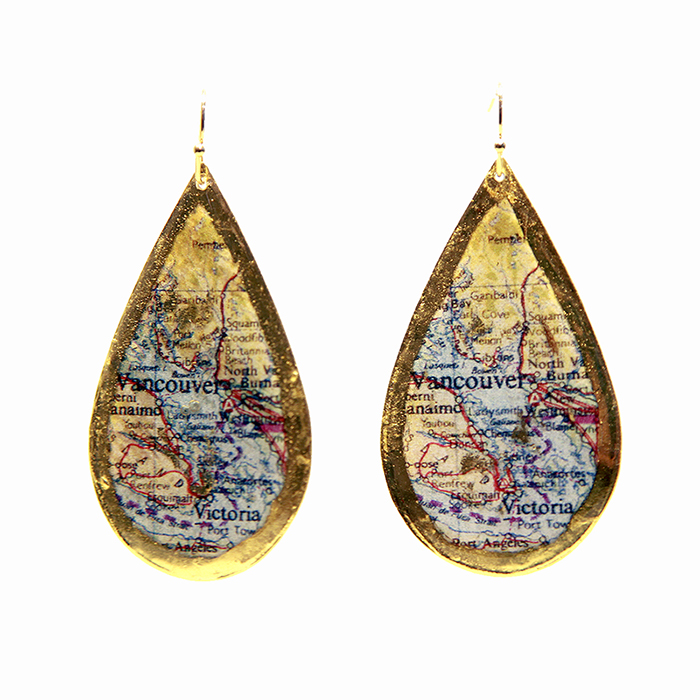 Vancouver Map Teardrop Earrings