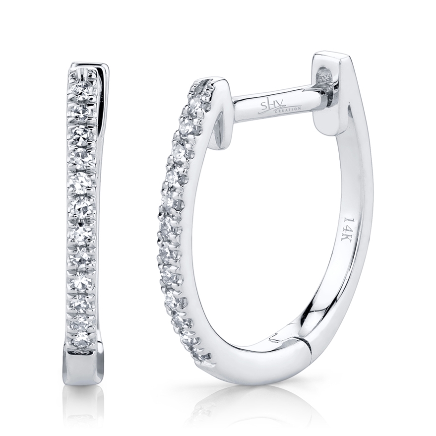 0.08ct 14k White Gold Diamond Huggie Earring