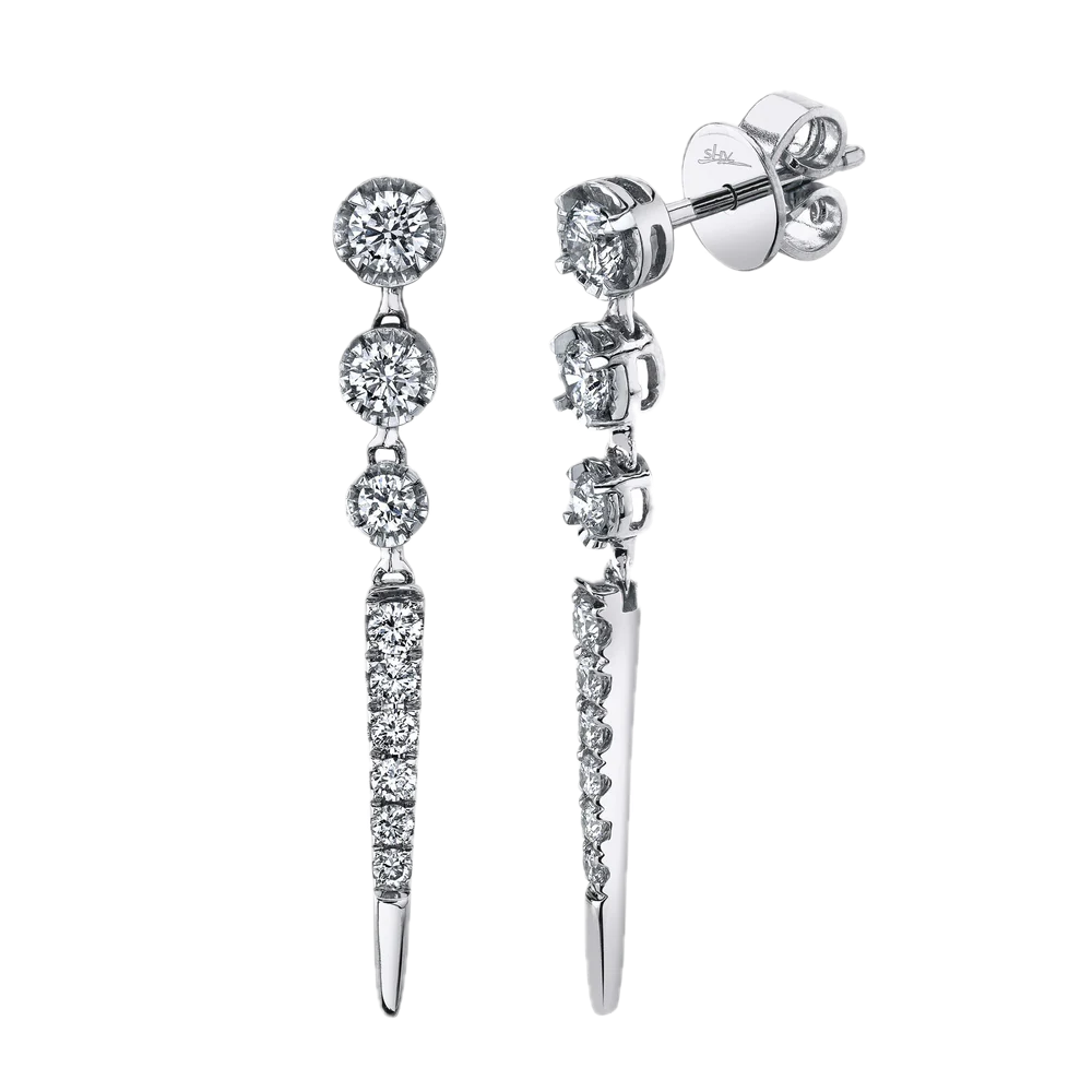 14k Diamond Drop Earrings