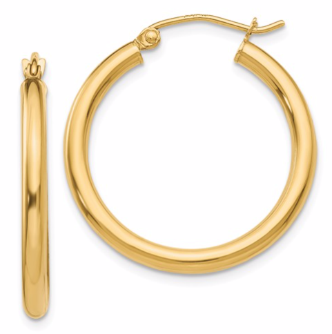 14k Polished 2.5mm Tube Hoop Earrings