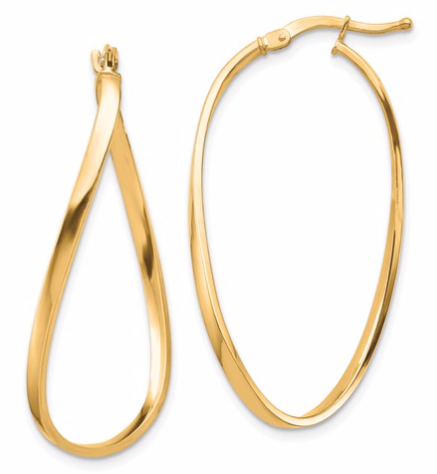 14k Polished 2mm Wavy Hoop Earrings