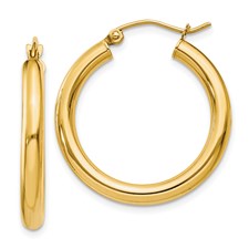 14k Polished Hoop Tube Earrings