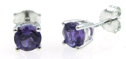 14k White Gold 5m Amethyst Earring- February