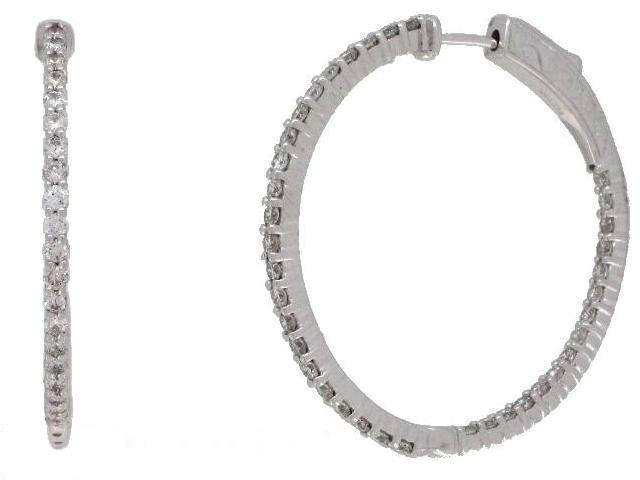 14k White Gold Diamond Inside Outside 1.50cts Hoops