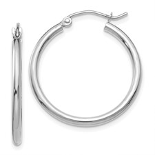 14k White Gold Lightweight Hoop Earrings