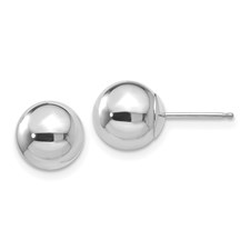 14k White Gold Polished 8m Ball Post Earrings
