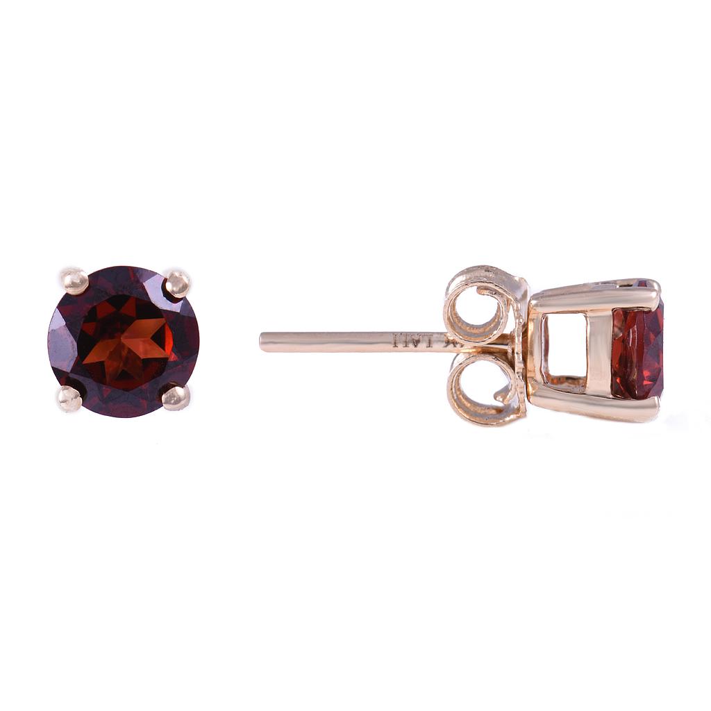 14k Yellow Gold 5m Garnet Earrings- January
