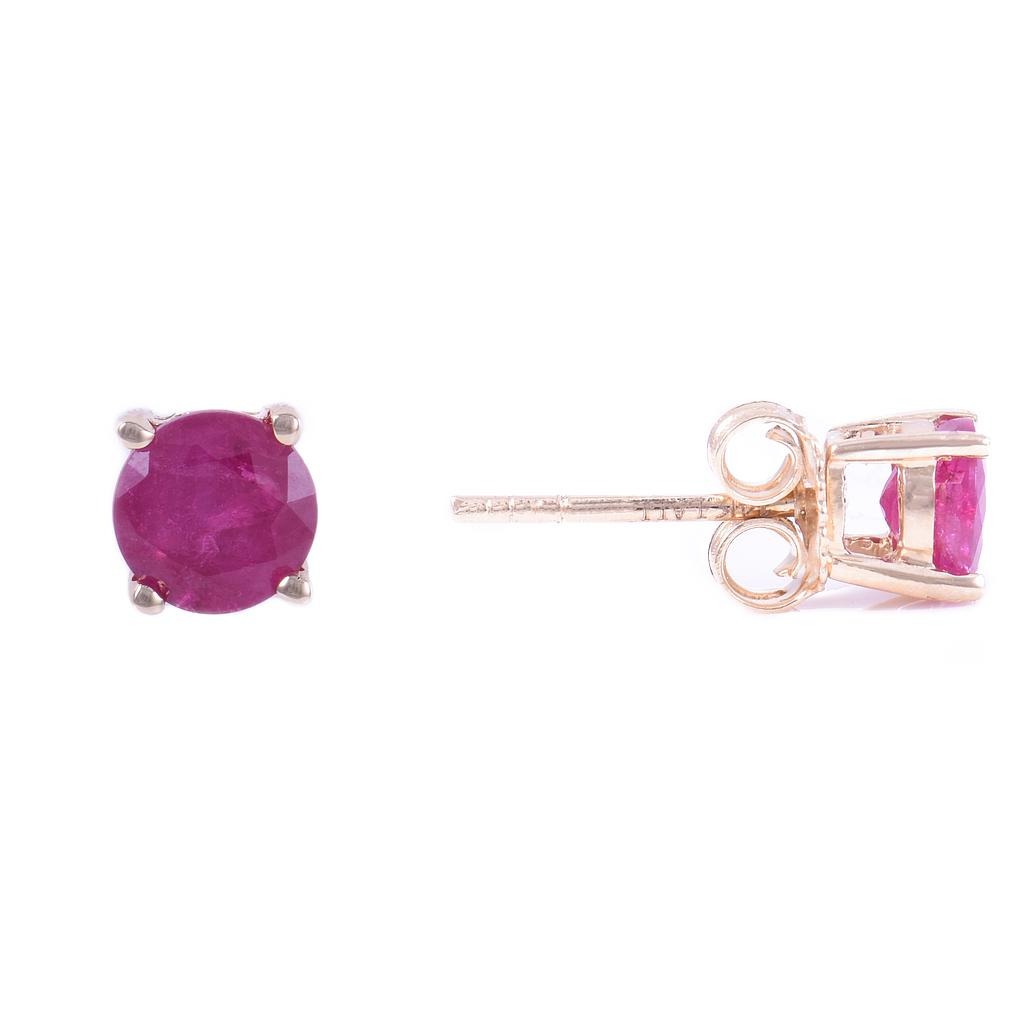 14k Yellow Gold 5m Ruby Earrings- July