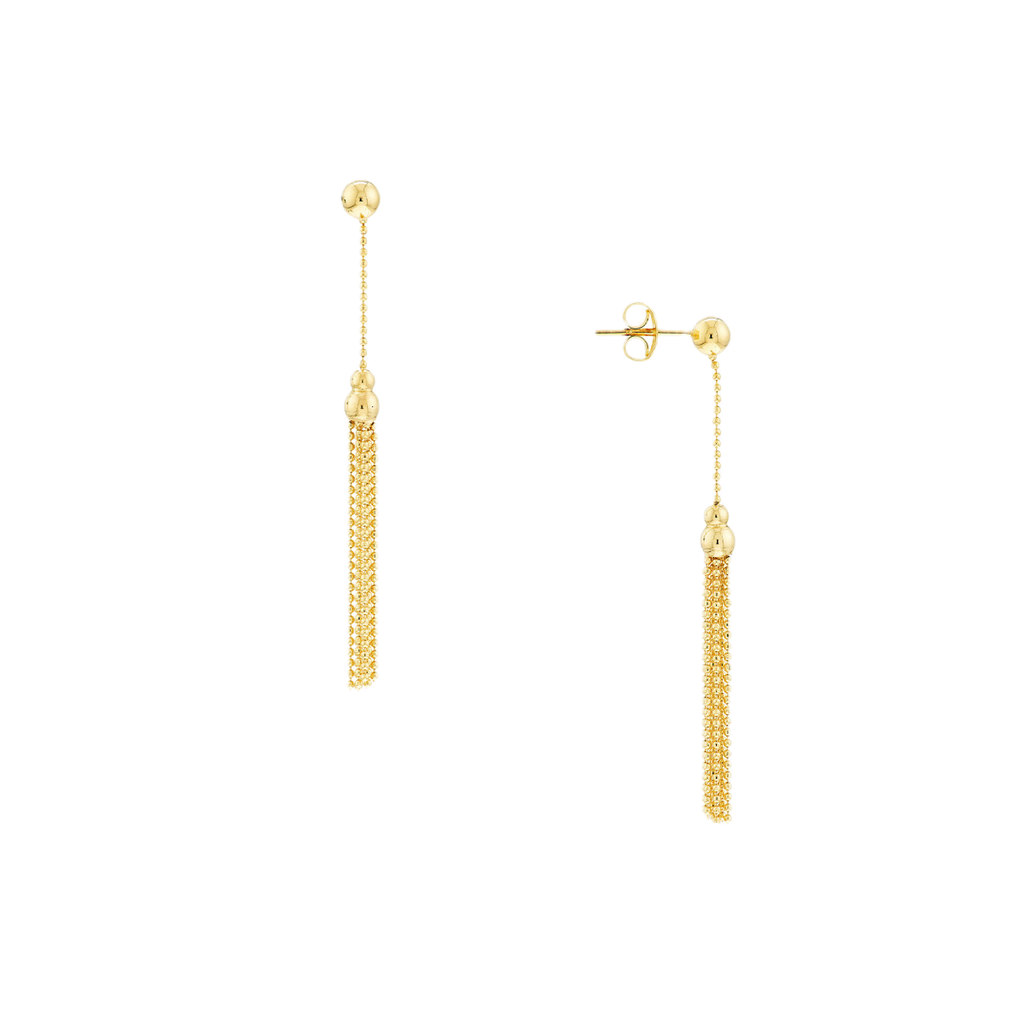 Dangle Tassel Earrings 14k Yg