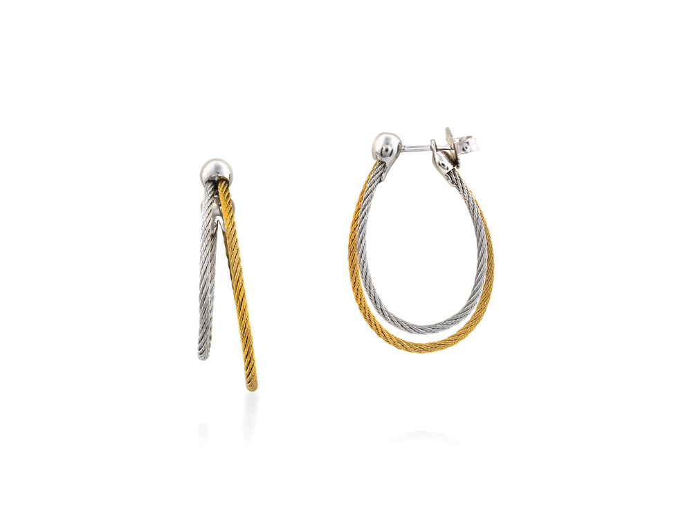 Earring 18k White Gold & Ss & Grey & Yellow