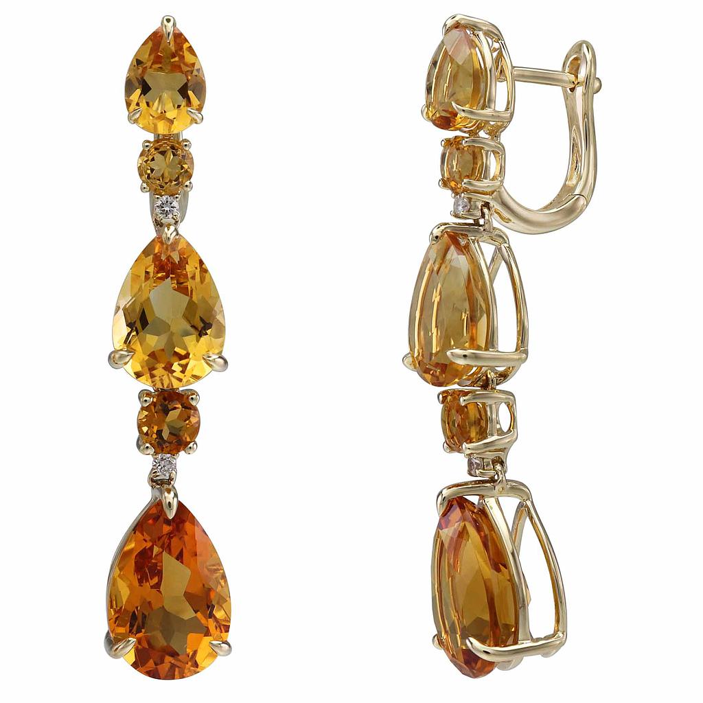 Ombre Citrine Pear Shape Drop Earrings