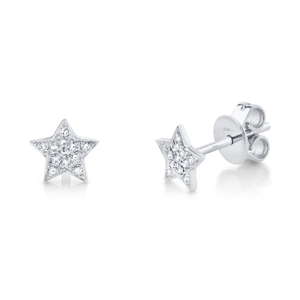 Shy Creation 14k White Gold Diamond Star Earring