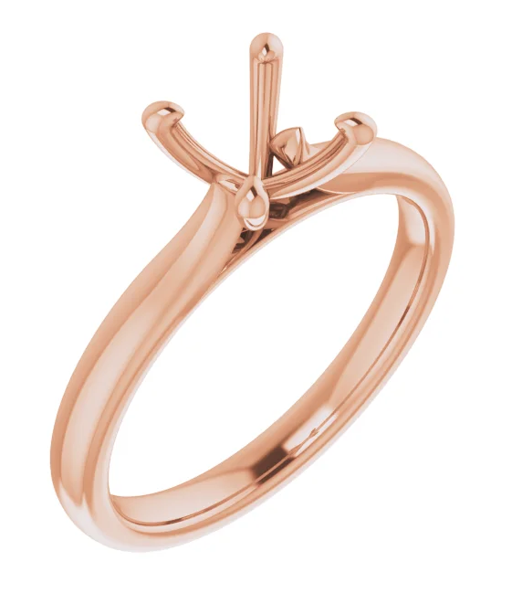 14k Rose 6.5 Mm Round Solitaire Engagement Ring Mounting