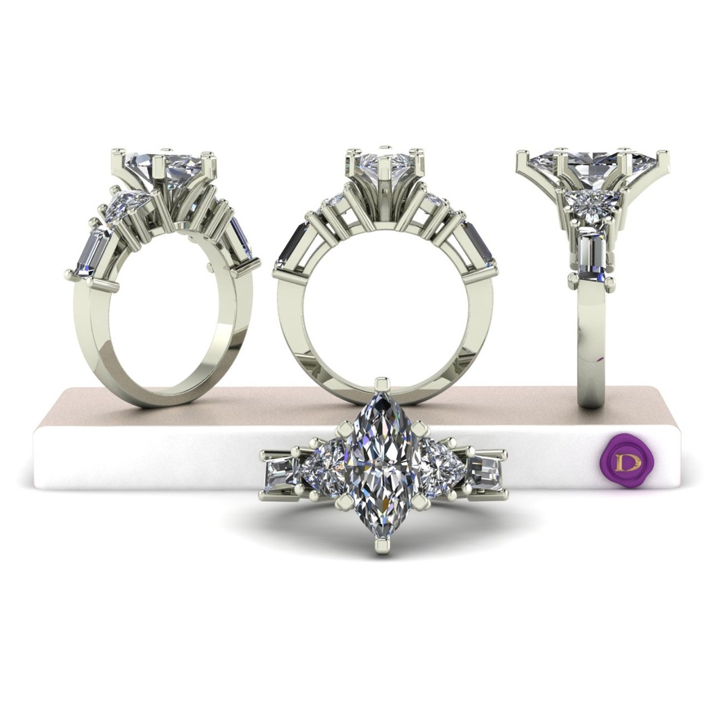 18k White Gold Mounting For Clients 5 Diamonds