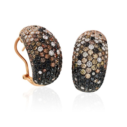 [AG.DIAM.0001618] 18k Rose Gold Black, Brown, & White Diamond Earrings