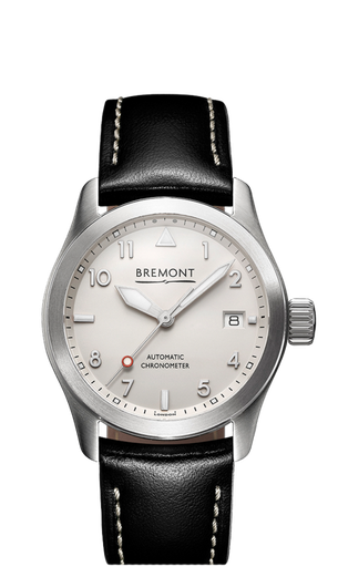 [BR.WATC.2366] Bremont Solo 37m Auto W/Silver Dial. Black Strap, White Stitch. Cosc