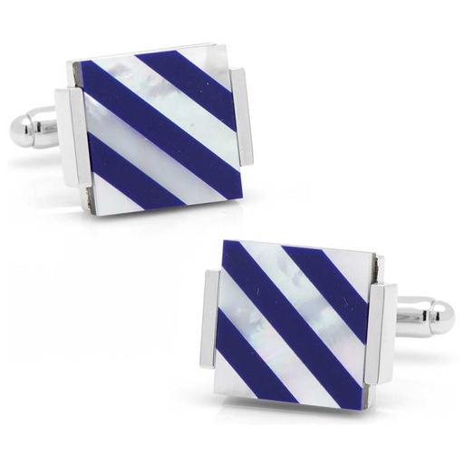 [CU.CUFF.0003103] Floating Lapis & Mop Striped Cufflinks