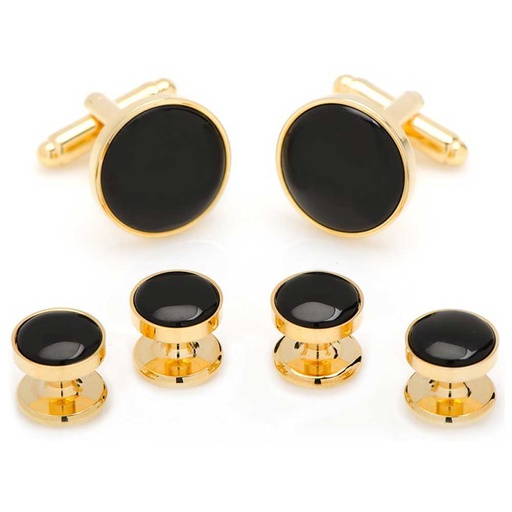 [CU.ACCS.0003134] Gold & Onyx Stud Set