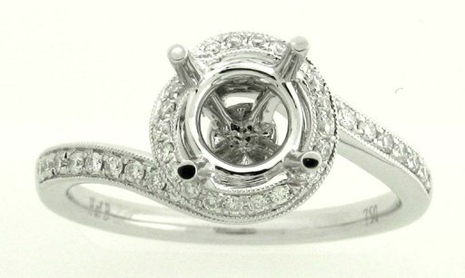 [DE.BRID.0003822] Demarco 18k White Gold Diamond Ring W/Brilliant Round Diamonds Swirled Around Head & Down Shank