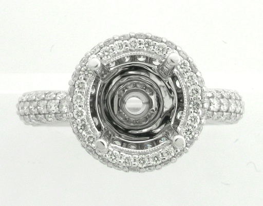 [DE.BRID.0003828] Demarco 18k White Gold Diamond Ring W/Brilliant Round Down Sides, Underneath, & Around Head