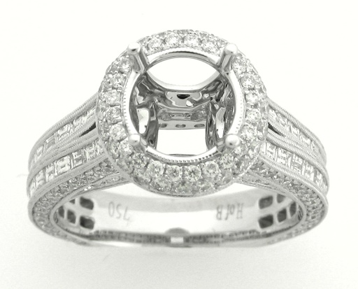 [DE.BRID.0003830] Demarco 18k White Gold Diamond Ring W/Bag & Round Down Sides & Round Around Head