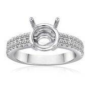 [FI.ENGA.4268] 18k White Gold Round Mounting W/2 Rows Diamonds Down Sides