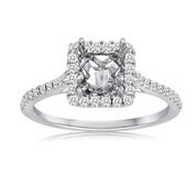 [FI.ENGA.4288] 14k White Gold Ladies Diamond Semi-Mount W/Halo, 40rd=0.28tw, Size 6.5
