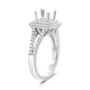 [FI.BRID.0004304] 14k White Gold Ladies Diamond Semi-Mount W/Micro-Pave Halo Size 6.5 116rd=0.60ct