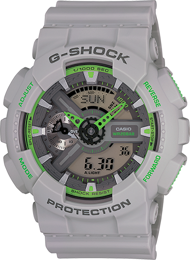 [PA.WATC.0005056] G-Shock Stainless Steel Light Grey & Green Analog/Digital X-Large