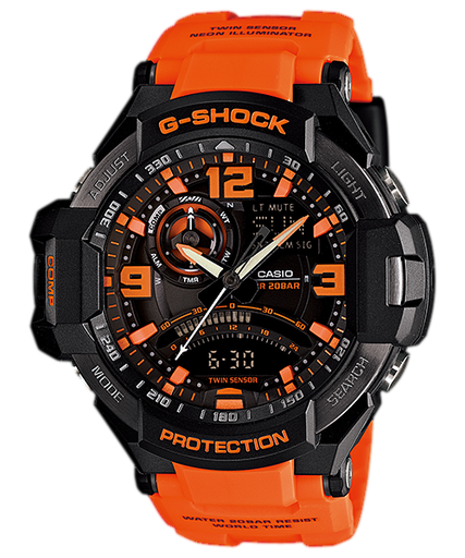 [PA.WATC.0005075] G-Shock Aviation Twin Sensor Ana/Digi Orange Resin