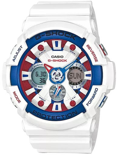 [PA.WATC.0005125] G-Shock Xl Ltd White W/Red & Blue Accents Ana-Digi