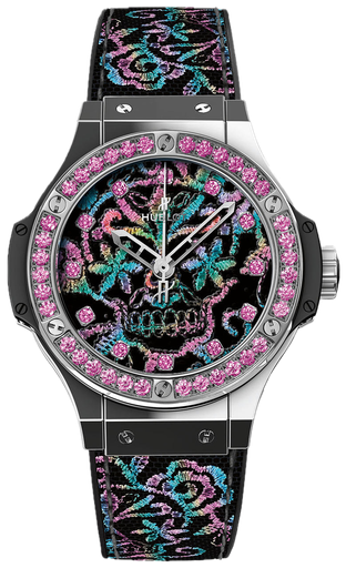 [HU.WATC.0005420] Hublot Broderie Sugar Skull Steel W/Pink Sapphire Bezel