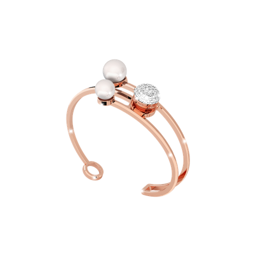 [TE.FASH.0007227] Rebecca Bronze 3 Strand Bangle W/2 Colored Pearls & 1 White Stone Cluster Ball