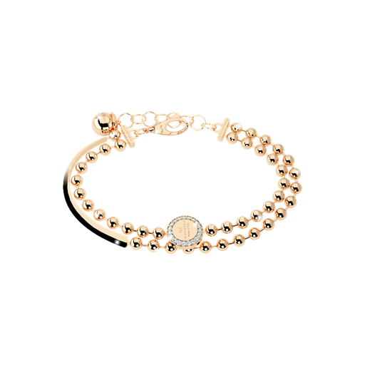 [TE.FASH.0007315] Rebecca Yellow Gold Plate Beaded Double Strand Bracelet