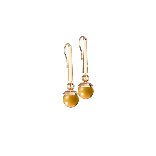 [TE.FASH.0007330] Rebecca Yellow Gold Plate Dangle Earring W/Yellow Stone