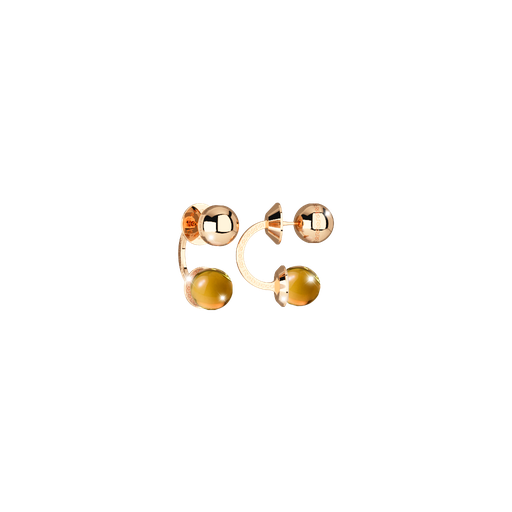 [TE.FASH.0007331] Rebecca Yellow Gold Plated Front / Back Huggies W/Yellow Stone