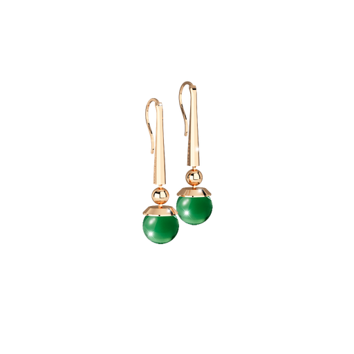 [TE.FASH.0007335] Rebecca Yellow Gold Plated Dangle Earrings W/Green Stone