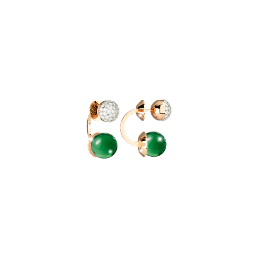 [TE.FASH.0007336] Rebecca Yellow Gold Plated Front / Back Huggies W/Green White Stones